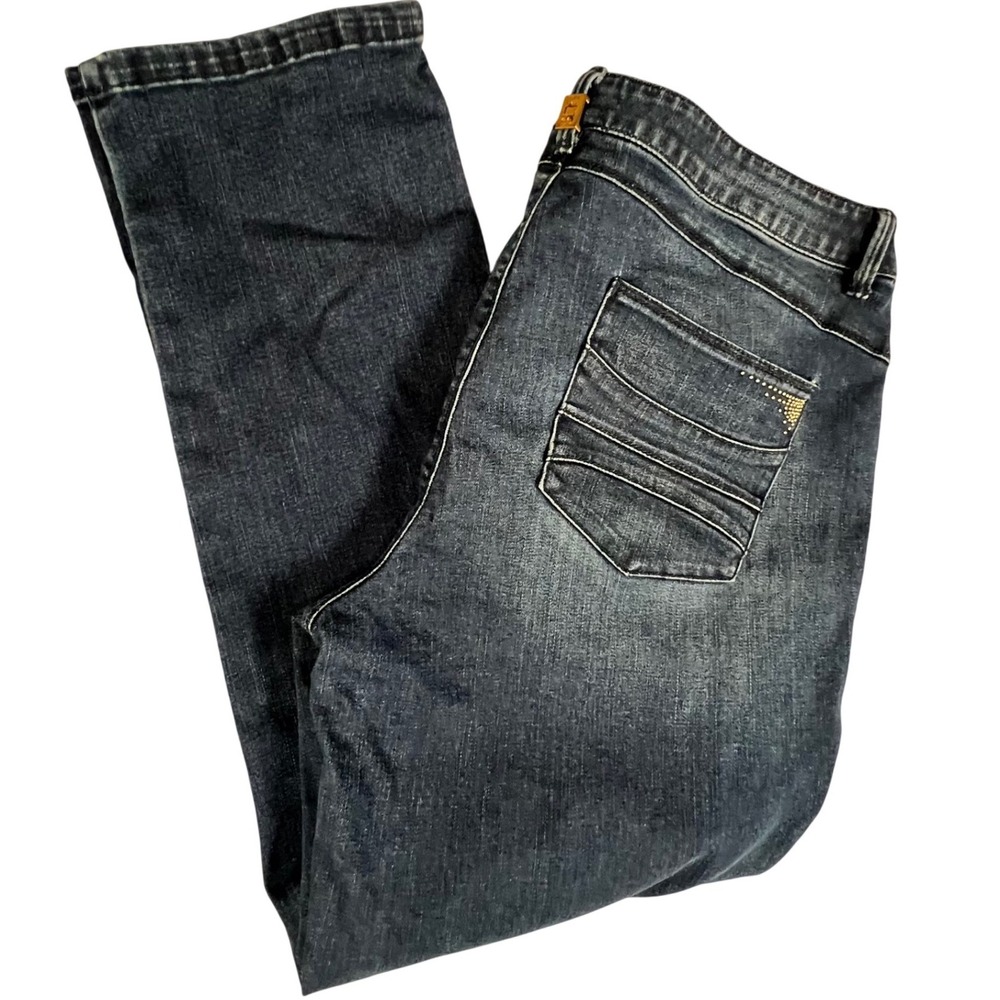 Chico's‎ Black Label by Size 2 12 Womens Straight Leg Dark Wash Jeans Blue Pants